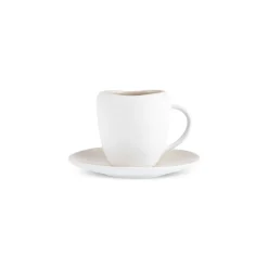 Karaca Earth Collection New Cupid Reactive Glaze Espresso Turkish Coffee Cup Set, 90ml, Beige White