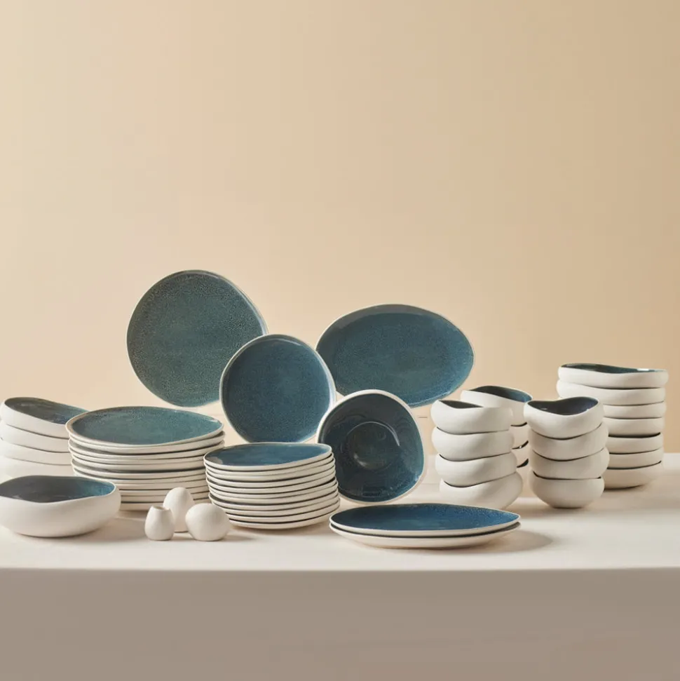 Karaca Earth Collection New Galactic Oscar Reactive Glaze 55-Piece Dinner Set for 12 People, Multi