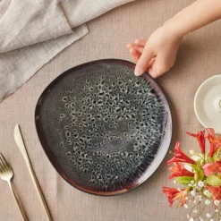 Karaca Earth Collection New Galactic Reactive Glaze Dinner Plate, 27cm, Black