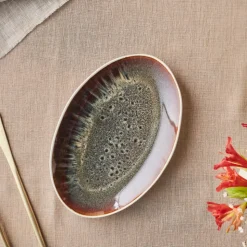 Karaca Earth Collection New Galactic Reactive Glaze Serving Platter, 24cm, White