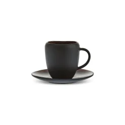 Karaca Earth Collection New Galactic 2-Piece Reactive Glaze Espresso Turkish Coffee Cup Set, 100ml, Black
