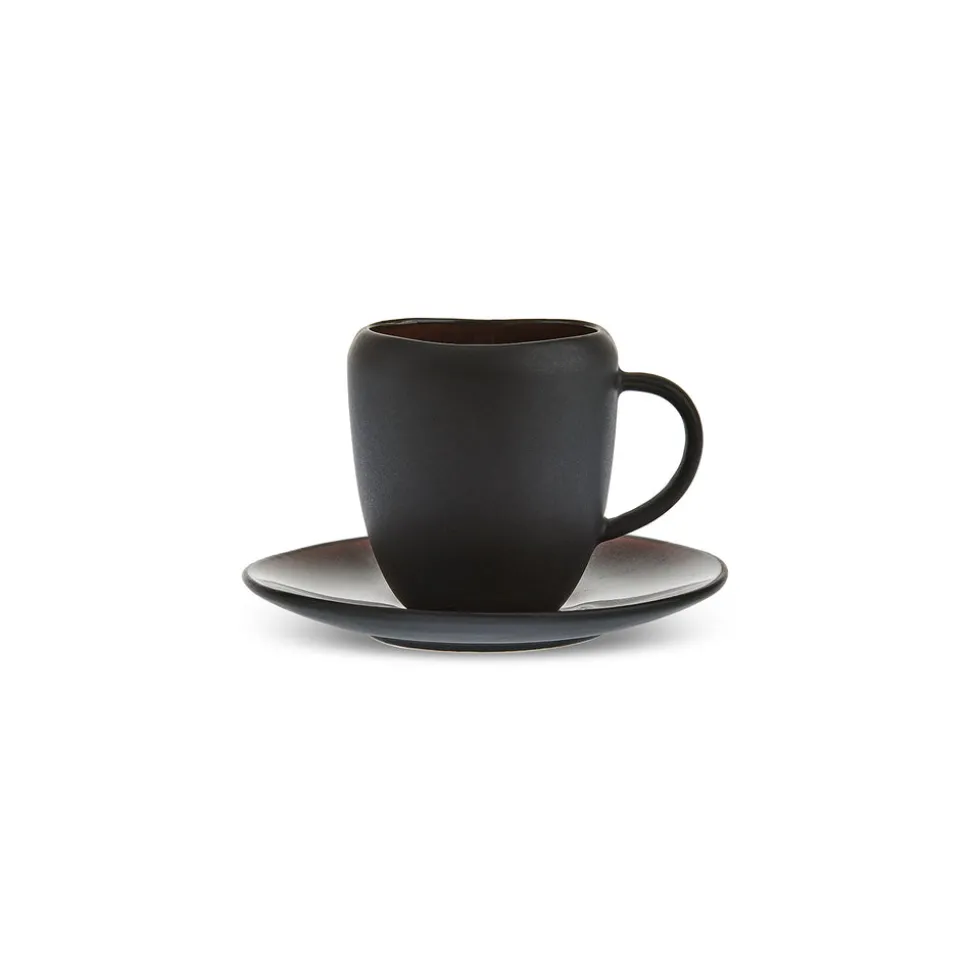 Karaca Earth Collection New Galactic 2-Piece Reactive Glaze Espresso Turkish Coffee Cup Set, 100ml, Black