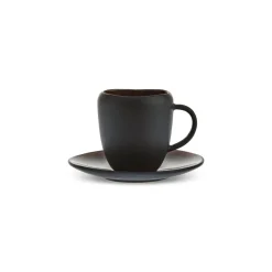 Karaca Earth Collection New Galactic 2-Piece Reactive Glaze Espresso Turkish Coffee Cup Set, 100ml, Black
