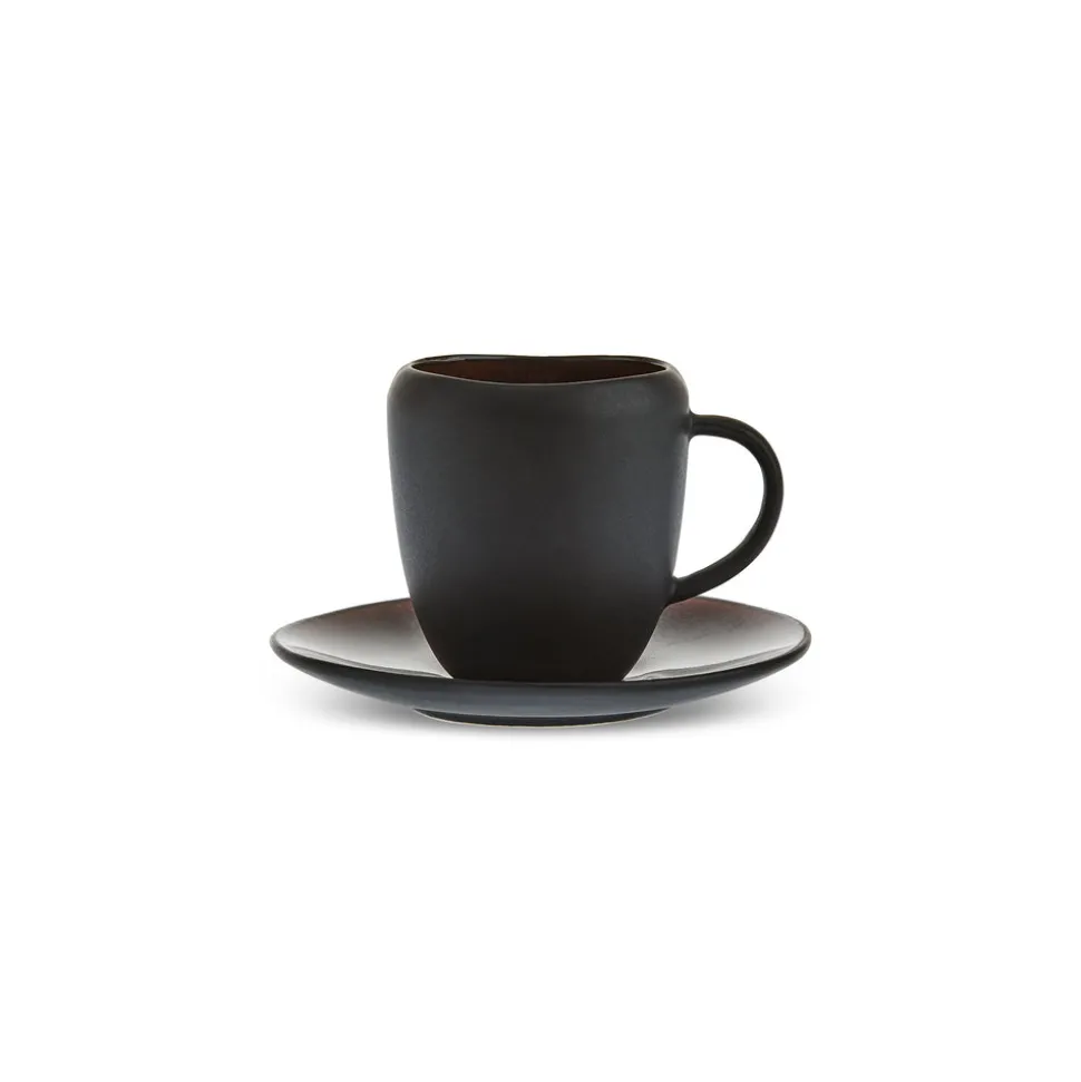 Karaca Earth Collection New Galactic 2-Piece Reactive Glaze Espresso Turkish Coffee Cup Set, 100ml, Black