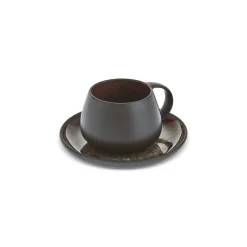 Karaca Earth Collection New Galactic 2-Piece Reactive Glaze Tea Set, 300ml, Black
