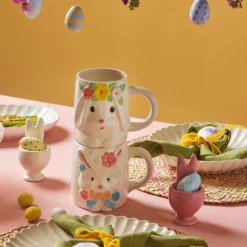 Karaca Easter 25 Dolomite Mr Bunny Mug, 560ml, White Blue