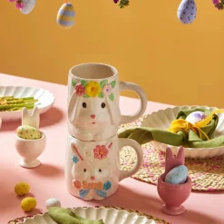 Karaca Easter 25 Dolomite Mrs Bunny Mug, 510ml, White Yellow