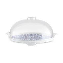 Karaca Ebru Cake Dome with Stand, 35cm, Multi