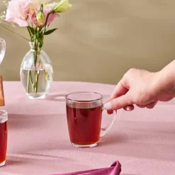 Karaca Edna 6-Piece Glass Turkish Tea Set for 6 People, 160ml, Transparent