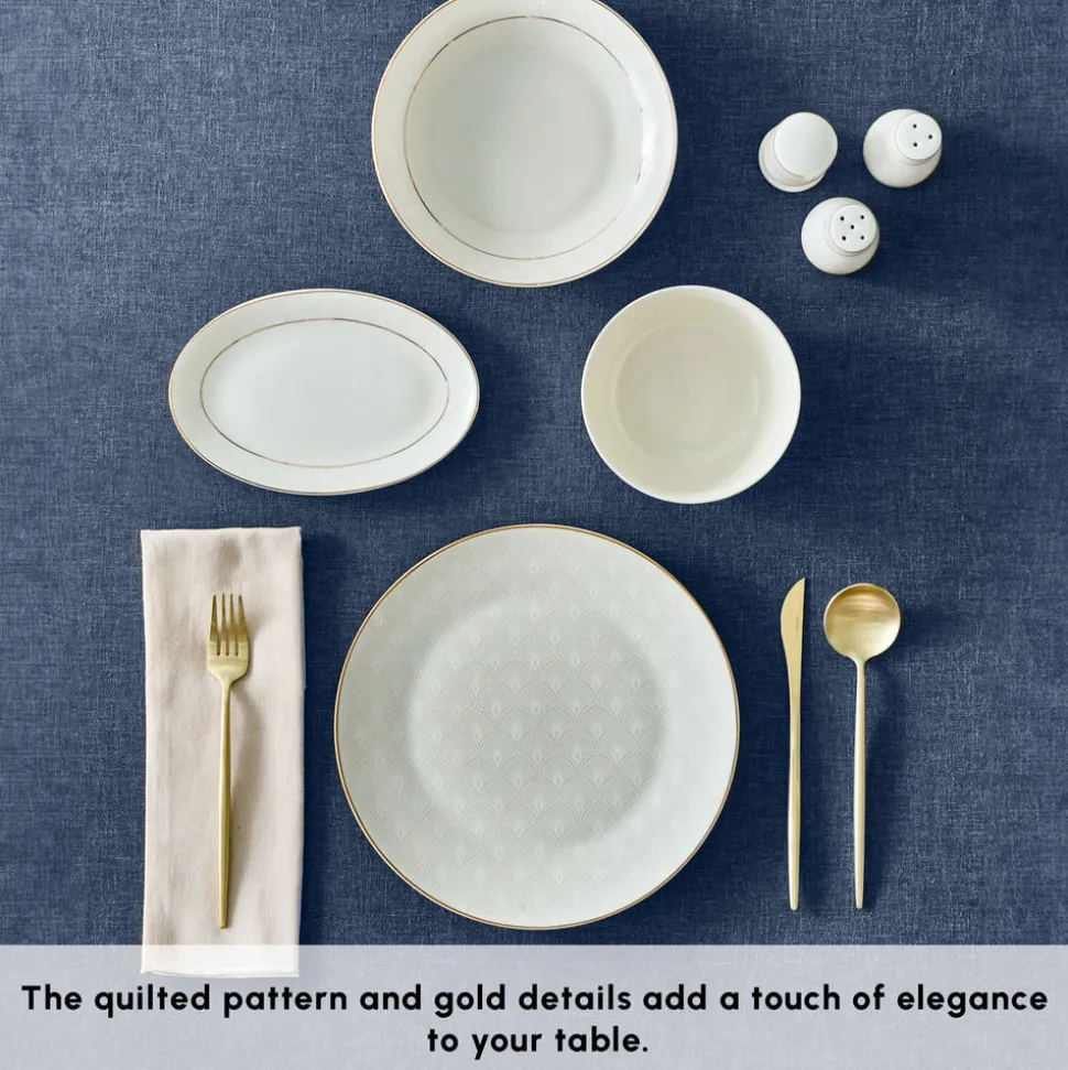 Karaca Elegance Bone China Mandarin 53-Piece Dinner Set for 12 People, Gold