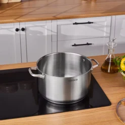 Karaca Elite Stainless Steel Induction Stock Pot & Lid, 28cm, Silver