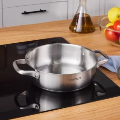 Karaca Elite Stainless Steel Induction Shallow Casserole & Lid, 22cm, Silver