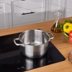 Karaca Elite Stainless Steel Induction Stock Pot & Lid, 22cm, Silver