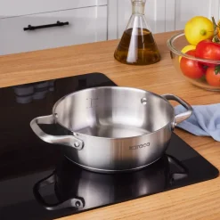Karaca Elite Stainless Steel Induction Shallow Casserole & Lid, 20cm, Silver