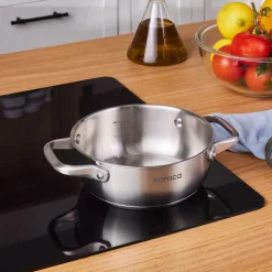 Karaca Elite Stainless Steel Induction Shallow Casserole & Lid, 18cm, Silver