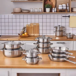 Karaca Elite Stainless Steel Induction Stock Pot & Lid, 18cm, Silver