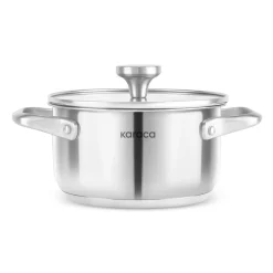 Karaca Elite Stainless Steel Induction Stock Pot, Lid, 16cm, Silver