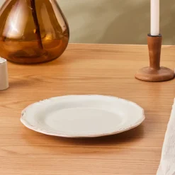 Karaca Elizabeth Ceramic Dinner Plate, 25cm, Ecru