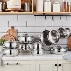 Karaca Emirgan Stainless Steel Stockpot with Lid, 24cm, Silver