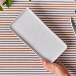 Karaca Epsilon Porcelain Rectangle Serving Platter, 26cm, White