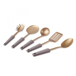Karaca Eva 5-Piece Kitchen Utensil Set, Antiqued Gold