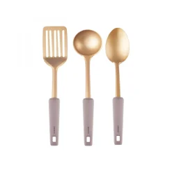 Karaca Eva 5-Piece Kitchen Utensil Set, Antiqued Gold