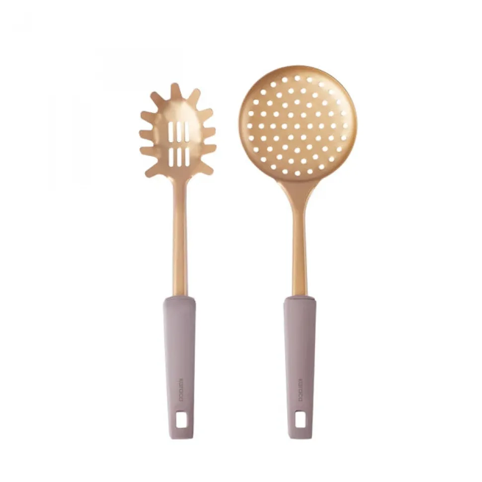 Karaca Eva 5-Piece Kitchen Utensil Set, Antiqued Gold
