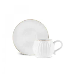 Karaca Eylul 12-Piece Bone China Espresso Turkish Coffee Cup Set for 6 People, 85ml, White