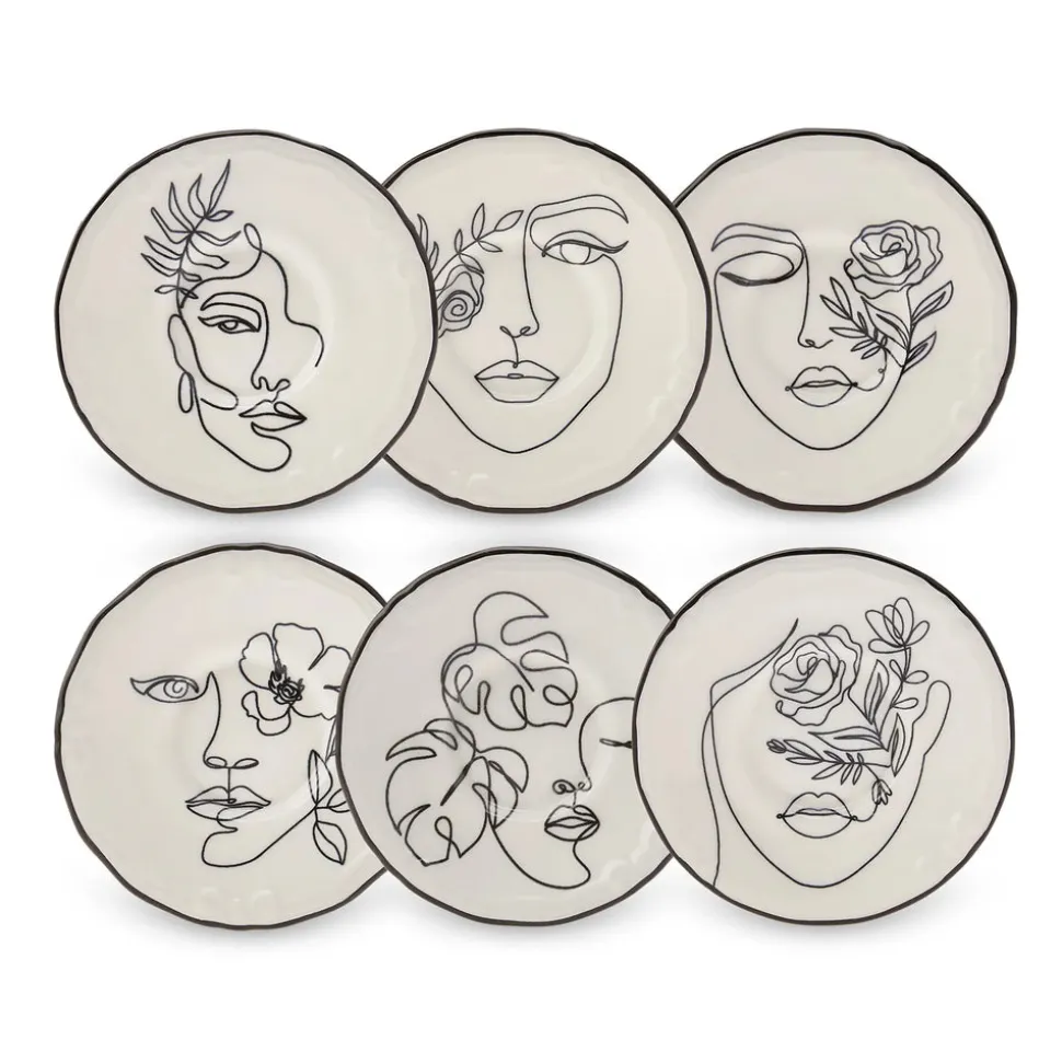 Karaca Face Porcelain Serveware Set for 6 People, 21cm, Multi