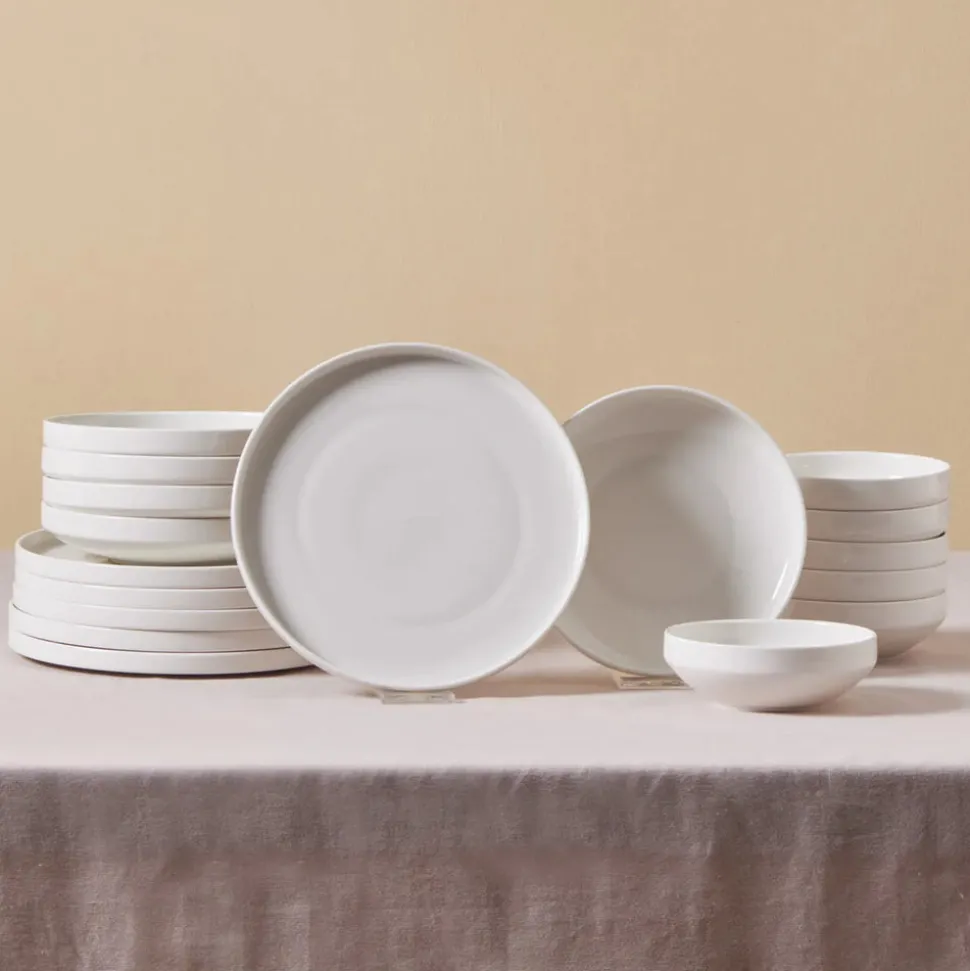 Karaca Felix 18-Piece Porcelain Dinner Set for 6 People, White