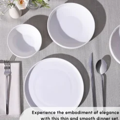 Karaca Felix 18-Piece Porcelain Dinner Set for 6 People, White