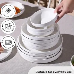 Karaca Felix 18-Piece Porcelain Dinner Set for 6 People, White