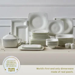 Karaca Fine Pearl Helen 62-Piece Dinner Set for 12 People, White