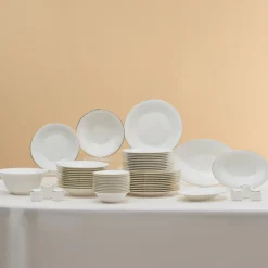 Karaca Fine Pearl New Fame 58-Piece Dinner Set for 12 People, Gold