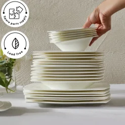Karaca Fine Pearl Roma 58-Piece Dinner Set for 12 People, White