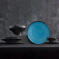 Karaca Fit Collection Stoneware CerealSoup Bowl, 20cm, Blue Black