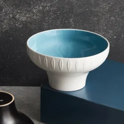 Karaca Fit Collection Stoneware CerealSoup Bowl, 20cm, Blue White