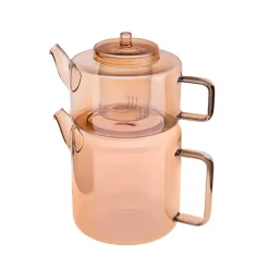 Karaca Flat Borosilicate Glass Teapot, Amber