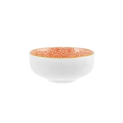Karaca Floral Porcelain Round Snack Bowl, 10cm, Orange