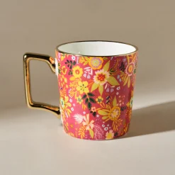 Karaca Flower Porcelain Letter U Mug, 350ml, Multi