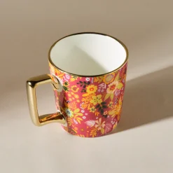 Karaca Flower Porcelain Letter U Mug, 350ml, Multi