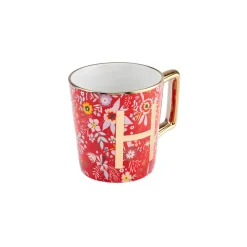 Karaca Flower Porcelain Letter H Mug, 350ml, Multi
