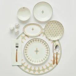 Karaca Forever Bone China Dorothy, 53-Piece Dinner Set for 12 People, Gold