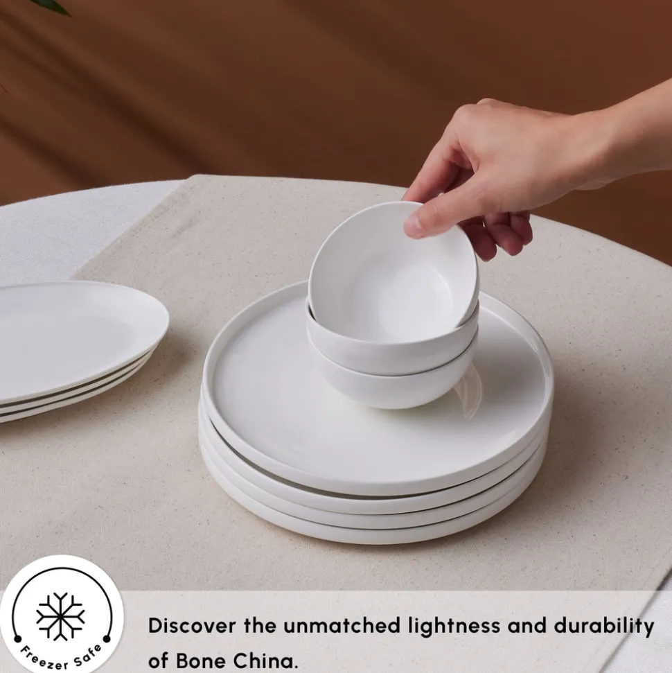 Karaca Forever Bone China Fika 22-Piece Serveware Set for 6 People, White