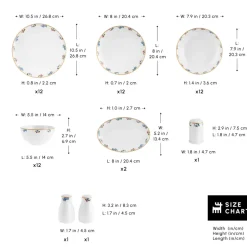 Karaca Forever Bone China New Brillo 53-Piece Dinner set for 12 People, Multi