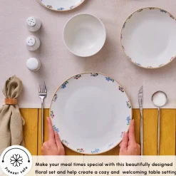 Karaca Forever Bone China New Brillo 53-Piece Dinner set for 12 People, Multi