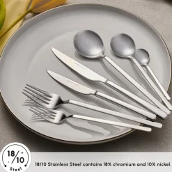 Karaca Gale 84-Piece Stainless Steel Cutlery Set for 12 People, Platin