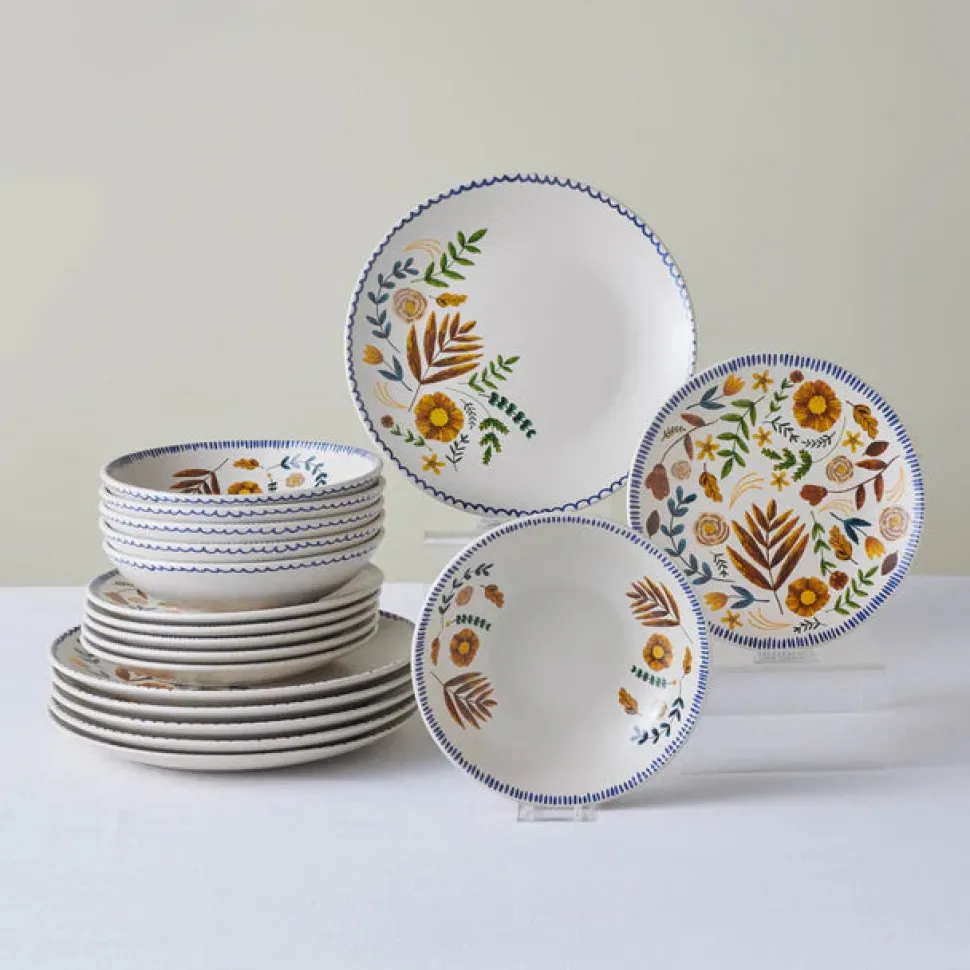 Karaca Gardenya 18-Piece Stoneware Dinner Set for 6 People, Multi