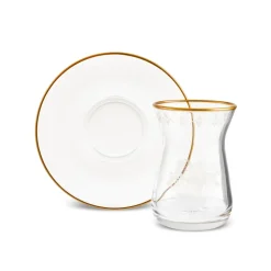Karaca Gent 12-Piece Turkish Tea Set for 6 People, 132ml, Gold