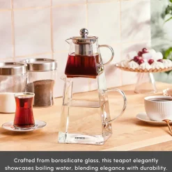 Karaca Giza Borosilicate Glass Teapot Set, Transparent